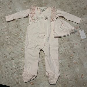 Floral Dressy Baby Onesie with Beanie Hat